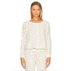 Barefoot dreams cozy chic ultra lite cream & stone slouchy pull over sweater